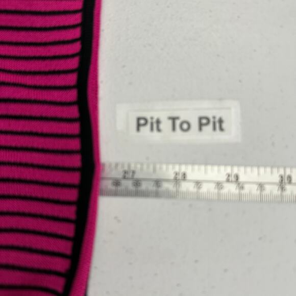 Ming Wang Womens Sleeveless Knit Cardigan Size‎ L Pink Black Striped Open Front - Picture 6 of 8